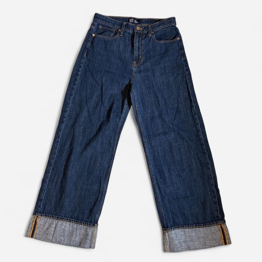 Gap Womens High Rise Wide Leg Dark Wash Cotton Jeans 8/29R